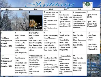 Activity Calendar of Vista Grande Villa, Assisted Living, Nursing Home, Independent Living, CCRC, Jackson, MI 6