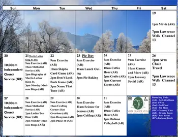 Activity Calendar of Vista Grande Villa, Assisted Living, Nursing Home, Independent Living, CCRC, Jackson, MI 7