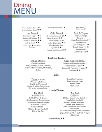 Dining menu of Episcopal Homes, Assisted Living, Nursing Home, Independent Living, CCRC, Saint Paul, MN 2