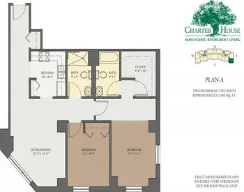 Floorplan of Charter House Mayo Clinic Retirement Living, Assisted Living, Nursing Home, Independent Living, CCRC, Rochester, MN 5