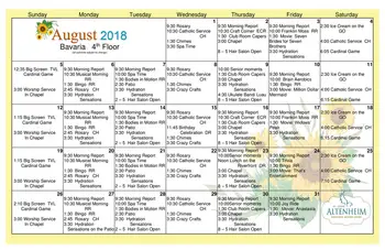 Activity Calendar of Altenheim St. Louis, Assisted Living, Nursing Home, Independent Living, CCRC, Saint Louis, MO 1