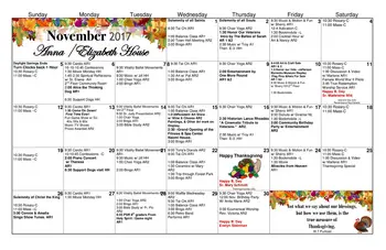 Activity Calendar of The Sarah Community, Assisted Living, Nursing Home, Independent Living, CCRC, Bridgeton, MO 1