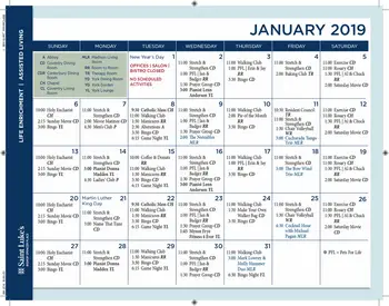 Activity Calendar of Bishop Spencer Place, Assisted Living, Nursing Home, Independent Living, CCRC, Kansas City, MO 2