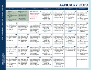 Activity Calendar of Bishop Spencer Place, Assisted Living, Nursing Home, Independent Living, CCRC, Kansas City, MO 3