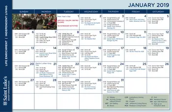 Activity Calendar of Bishop Spencer Place, Assisted Living, Nursing Home, Independent Living, CCRC, Kansas City, MO 1