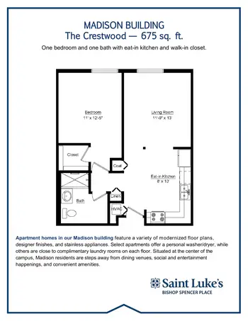 Floorplan of Bishop Spencer Place, Assisted Living, Nursing Home, Independent Living, CCRC, Kansas City, MO 5