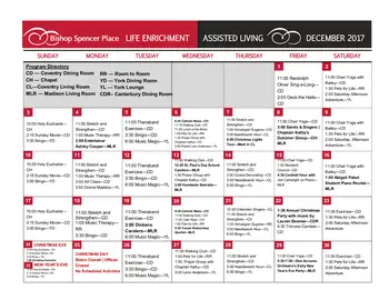 Activity Calendar of Bishop Spencer Place, Assisted Living, Nursing Home, Independent Living, CCRC, Kansas City, MO 4