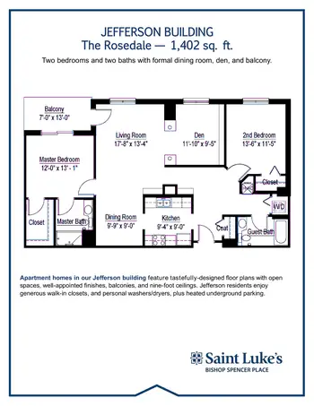 Floorplan of Bishop Spencer Place, Assisted Living, Nursing Home, Independent Living, CCRC, Kansas City, MO 14