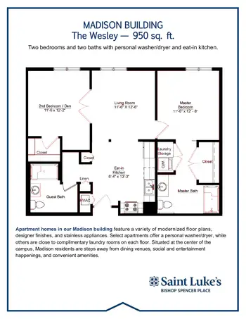 Floorplan of Bishop Spencer Place, Assisted Living, Nursing Home, Independent Living, CCRC, Kansas City, MO 17