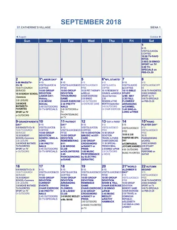 Activity Calendar of St. Catherine Village, Assisted Living, Nursing Home, Independent Living, CCRC, Madison, MS 3