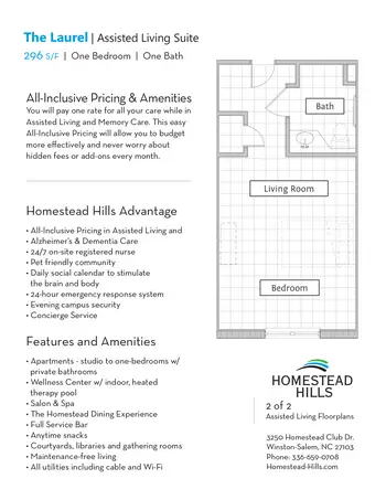 Floorplan of Homestead Hills, Assisted Living, Nursing Home, Independent Living, CCRC, Winston Salem, NC 14