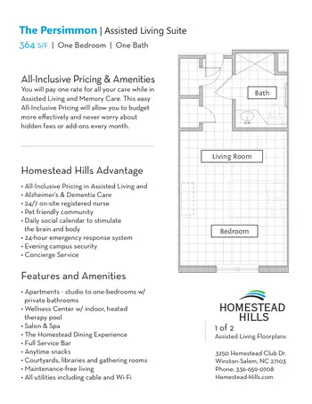 Floorplan of Homestead Hills, Assisted Living, Nursing Home, Independent Living, CCRC, Winston Salem, NC 16