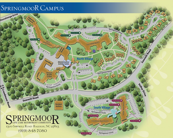 Campus Map of Springmoor Retirement Community, Assisted Living, Nursing Home, Independent Living, CCRC, Raleigh, NC 2