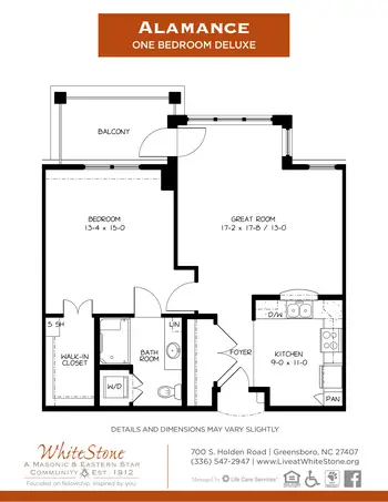 Floorplan of WhiteStone, Assisted Living, Nursing Home, Independent Living, CCRC, Greensboro, NC 1