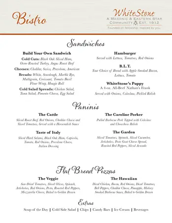 Dining menu of WhiteStone, Assisted Living, Nursing Home, Independent Living, CCRC, Greensboro, NC 1