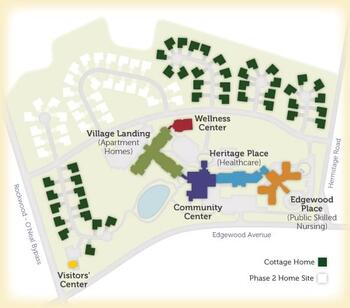 Campus Map of The Village at Brookwood, Assisted Living, Nursing Home, Independent Living, CCRC, Burlington, NC 2