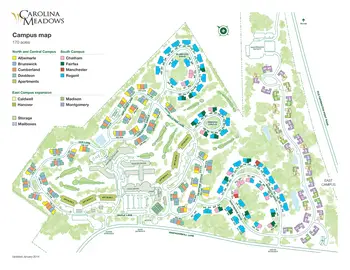 Campus Map of Carolina Meadows, Assisted Living, Nursing Home, Independent Living, CCRC, Chapel Hill, NC 1
