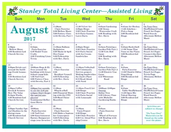 Activity Calendar of Stanley Total Living Center, Assisted Living, Nursing Home, Independent Living, CCRC, Stanley, NC 15