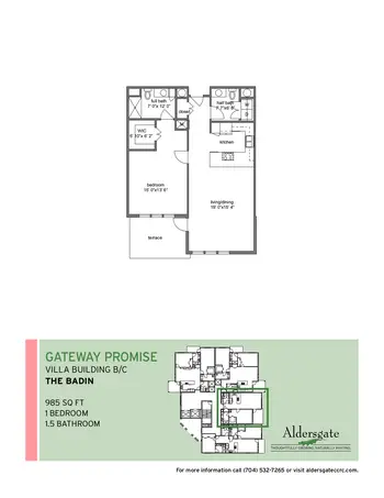 Floorplan of Aldersgate, Assisted Living, Nursing Home, Independent Living, CCRC, Charlotte, NC 12