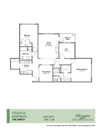 Floorplan of Aldersgate, Assisted Living, Nursing Home, Independent Living, CCRC, Charlotte, NC 14