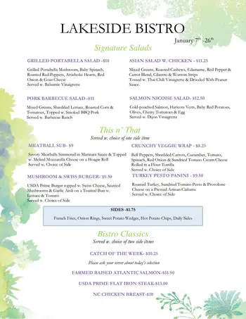 Dining menu of Arbor Acres, Assisted Living, Nursing Home, Independent Living, CCRC, Winston Salem, NC 1