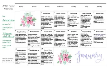 Activity Calendar of Arbor Acres, Assisted Living, Nursing Home, Independent Living, CCRC, Winston Salem, NC 6