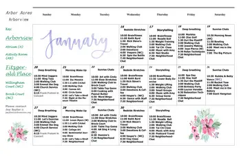 Activity Calendar of Arbor Acres, Assisted Living, Nursing Home, Independent Living, CCRC, Winston Salem, NC 7