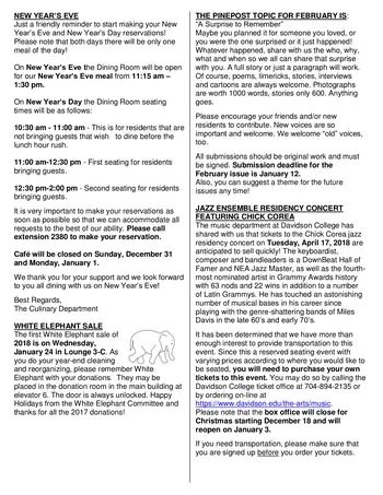 Activity Calendar of The Pines at Davidson, Assisted Living, Nursing Home, Independent Living, CCRC, Davidson, NC 3