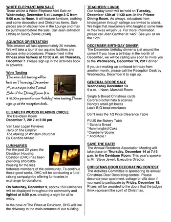 Activity Calendar of The Pines at Davidson, Assisted Living, Nursing Home, Independent Living, CCRC, Davidson, NC 7