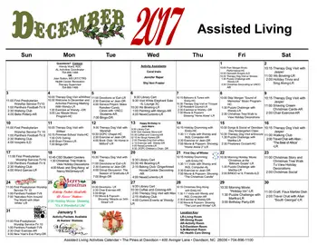 Activity Calendar of The Pines at Davidson, Assisted Living, Nursing Home, Independent Living, CCRC, Davidson, NC 11