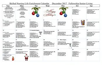 Activity Calendar of Fellowship Senior Living, Assisted Living, Nursing Home, Independent Living, CCRC, Basking Ridge, NJ 5