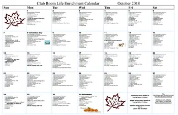 Activity Calendar of Fellowship Senior Living, Assisted Living, Nursing Home, Independent Living, CCRC, Basking Ridge, NJ 7