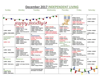 Activity Calendar of Hudson Hills, Assisted Living, Nursing Home, Independent Living, CCRC, North Bergen, NJ 3