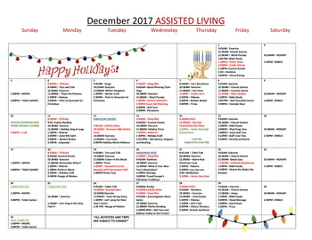 Activity Calendar of Hudson Hills, Assisted Living, Nursing Home, Independent Living, CCRC, North Bergen, NJ 4