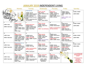 Activity Calendar of Hudson Hills, Assisted Living, Nursing Home, Independent Living, CCRC, North Bergen, NJ 5