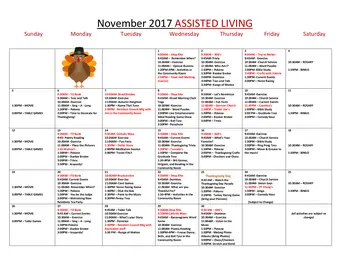 Activity Calendar of Hudson Hills, Assisted Living, Nursing Home, Independent Living, CCRC, North Bergen, NJ 8