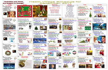 Activity Calendar of Heath Village, Assisted Living, Nursing Home, Independent Living, CCRC, Hackettstown, NJ 1