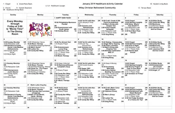 Activity Calendar of Wiley Christian Retirement Community, Assisted Living, Nursing Home, Independent Living, CCRC, Marlton, NJ 1
