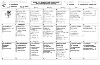 Activity Calendar of Wiley Christian Retirement Community, Assisted Living, Nursing Home, Independent Living, CCRC, Marlton, NJ 5