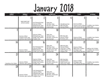Activity Calendar of El Castillo Retirement, Assisted Living, Nursing Home, Independent Living, CCRC, Santa Fe, NM 3