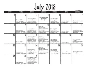 Activity Calendar of El Castillo Retirement, Assisted Living, Nursing Home, Independent Living, CCRC, Santa Fe, NM 4