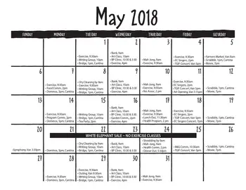 Activity Calendar of El Castillo Retirement, Assisted Living, Nursing Home, Independent Living, CCRC, Santa Fe, NM 7