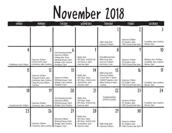 Activity Calendar of El Castillo Retirement, Assisted Living, Nursing Home, Independent Living, CCRC, Santa Fe, NM 8