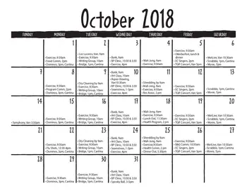 Activity Calendar of El Castillo Retirement, Assisted Living, Nursing Home, Independent Living, CCRC, Santa Fe, NM 9