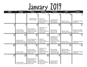Activity Calendar of El Castillo Retirement, Assisted Living, Nursing Home, Independent Living, CCRC, Santa Fe, NM 11