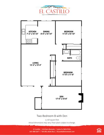 Floorplan of El Castillo Retirement, Assisted Living, Nursing Home, Independent Living, CCRC, Santa Fe, NM 8