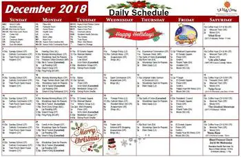 Activity Calendar of La Vida Llena, Assisted Living, Nursing Home, Independent Living, CCRC, Albuquerque, NM 1