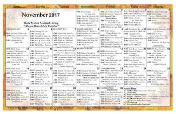 Activity Calendar of Jewish Senior Life, Assisted Living, Nursing Home, Independent Living, CCRC, Rochester, NY 14