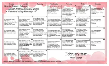 Activity Calendar of Jewish Senior Life, Assisted Living, Nursing Home, Independent Living, CCRC, Rochester, NY 13