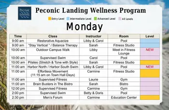 Activity Calendar of Peconic Landing, Assisted Living, Nursing Home, Independent Living, CCRC, Greenport, NY 1